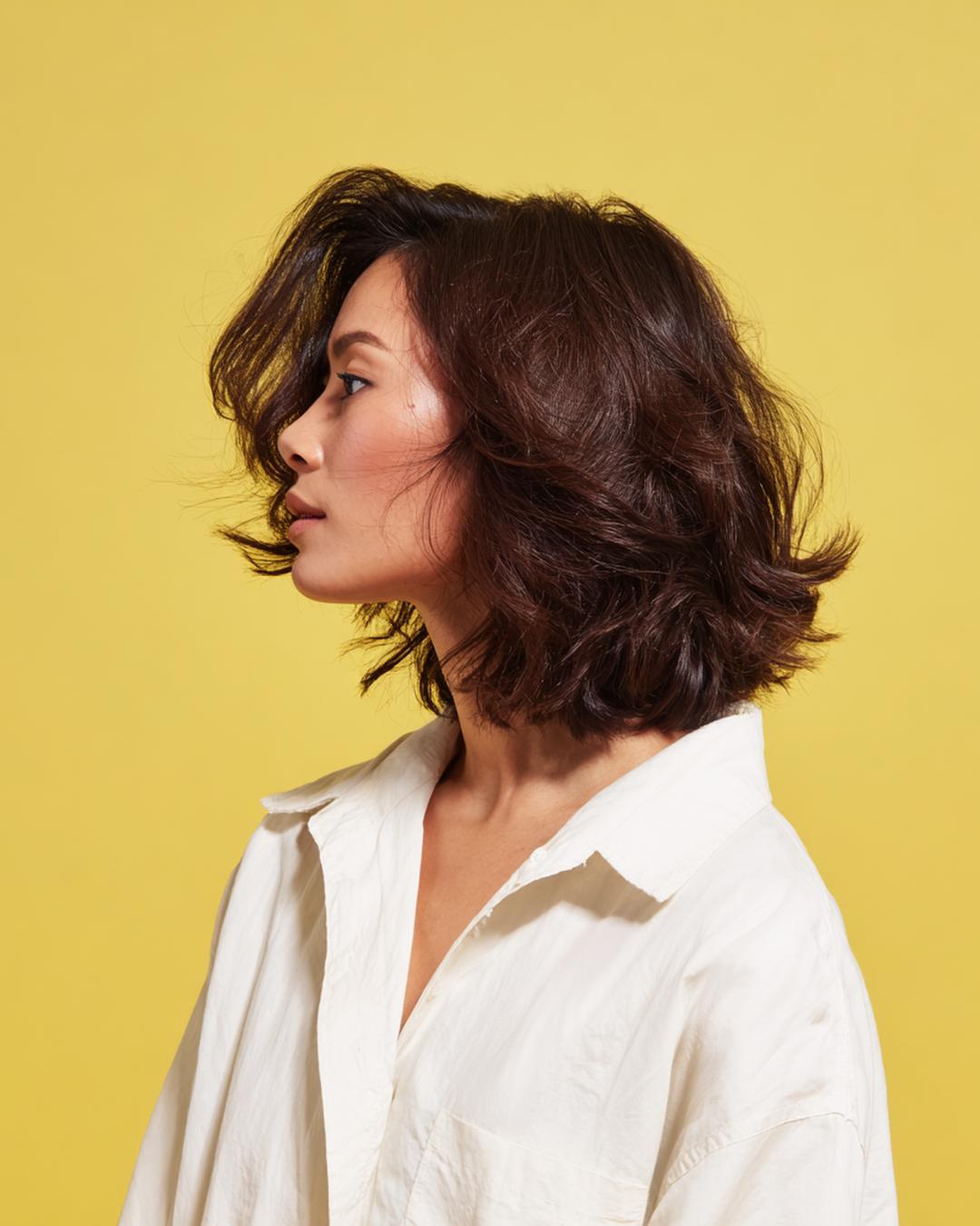 Dunkelbraun Gestuft Schulterlang