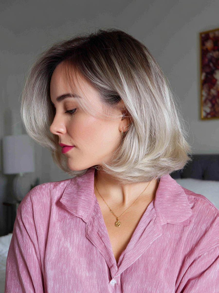 Aschblond Gestuft Schulterlang