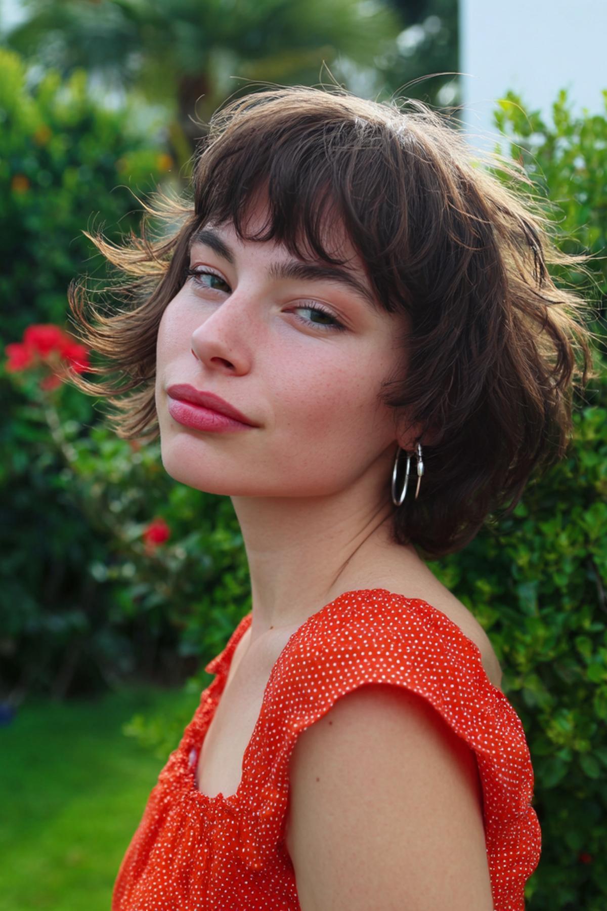 Texturierter Dunkelbrauner Bob Mit Pony