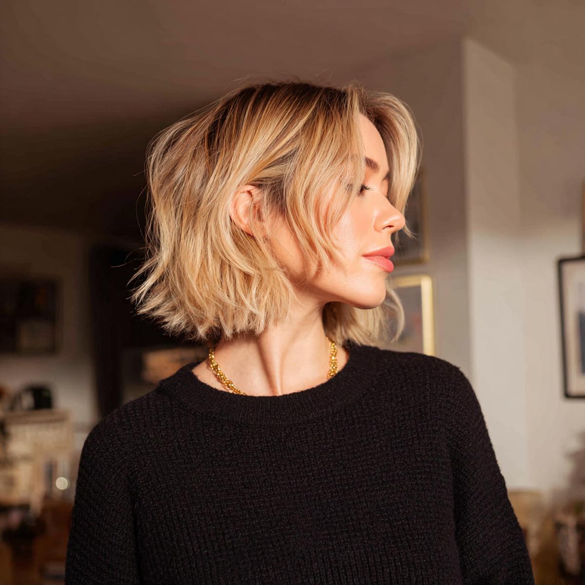 Texturierter Blonder Bob Mit Wellen