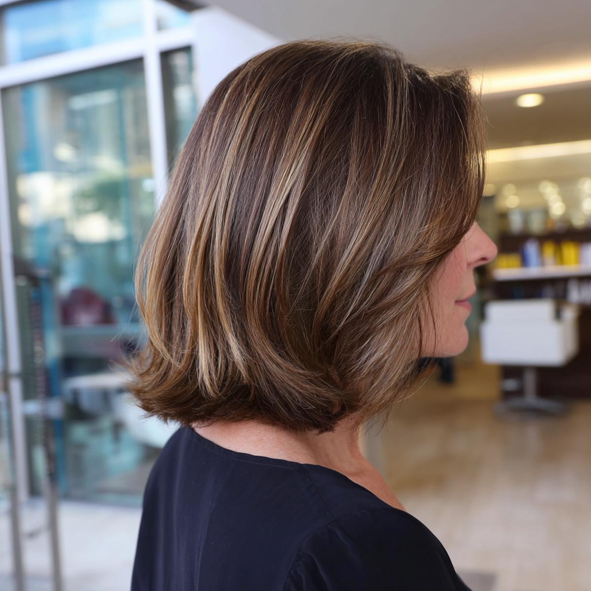 Brauner Schulterlanger Bob Mit Highlights