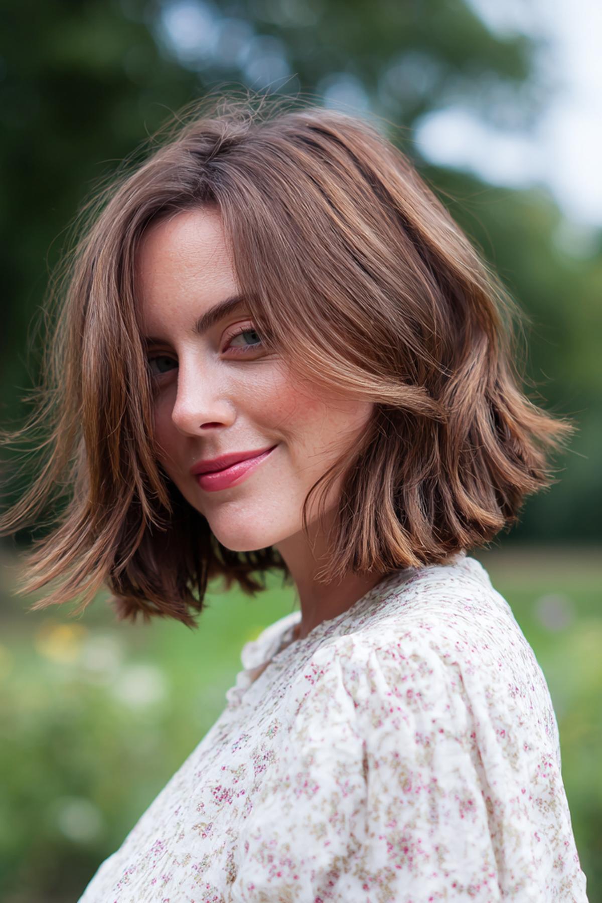 Mittelbrauner Texturierter Wellenbob