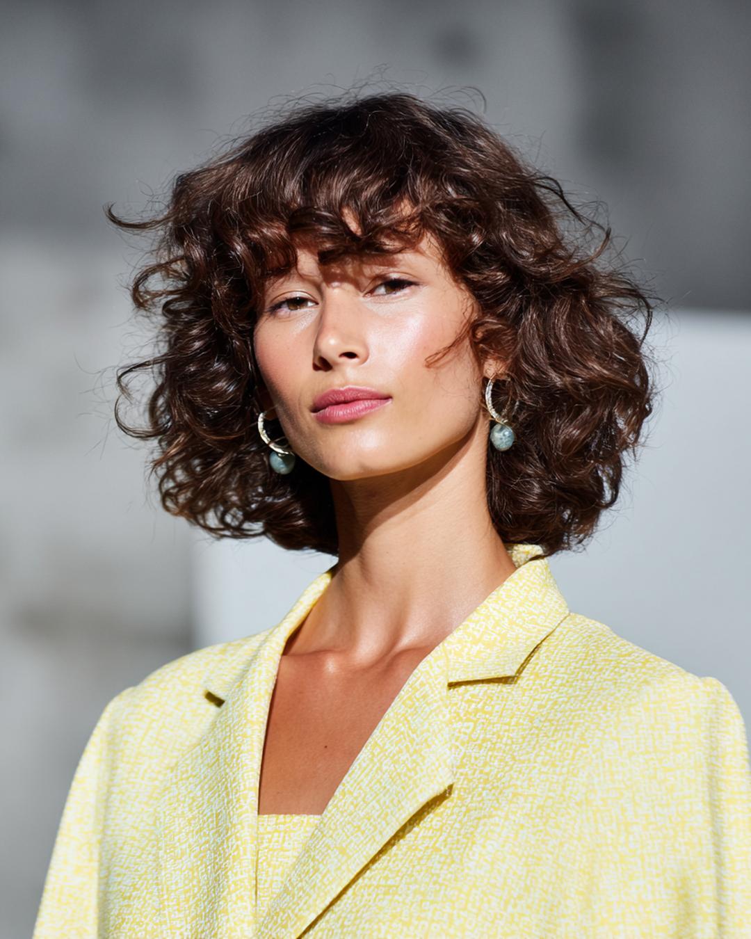 Dunkelbraune Locken Mit Pony