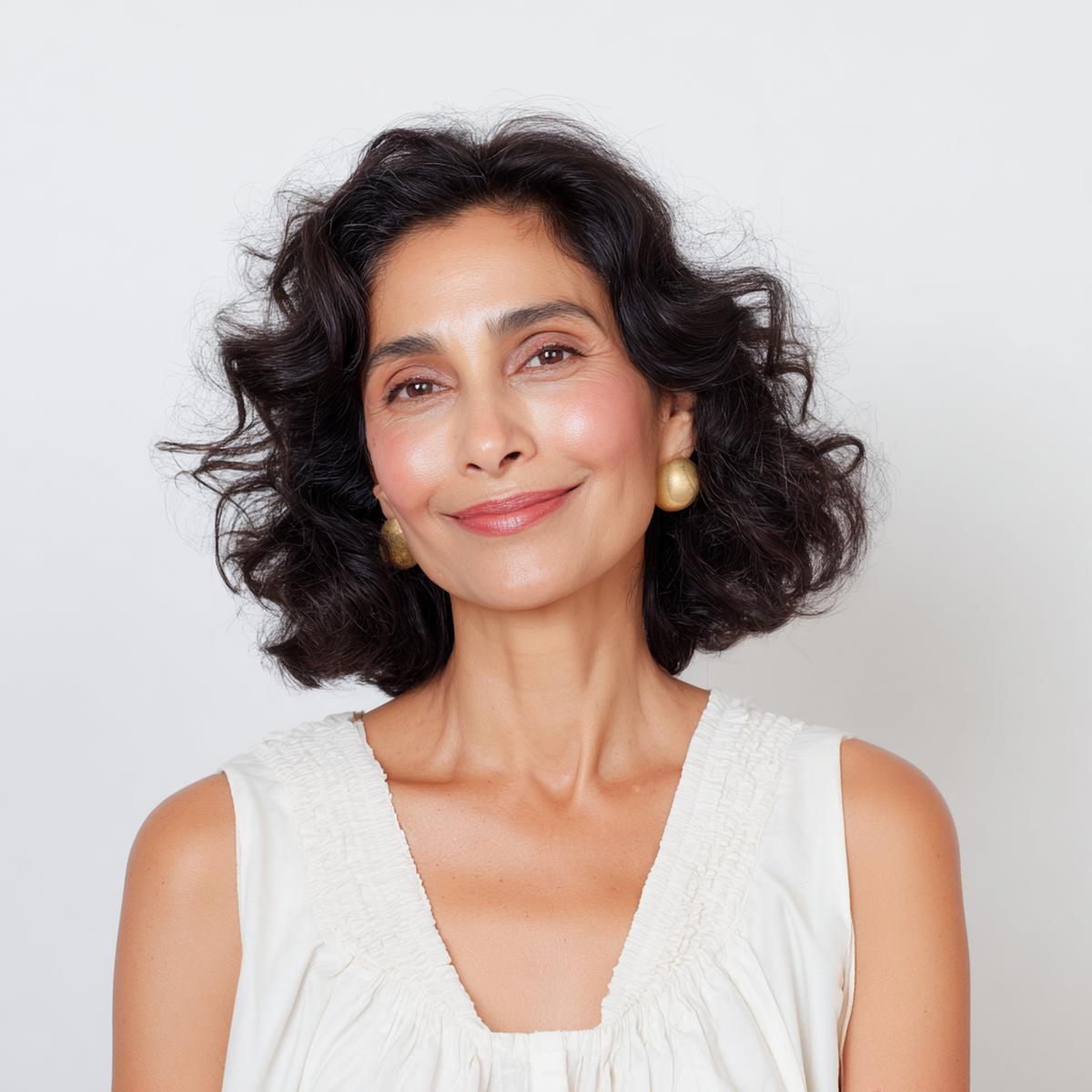 Voluminöse Dunkelbraune Locken Mittellang