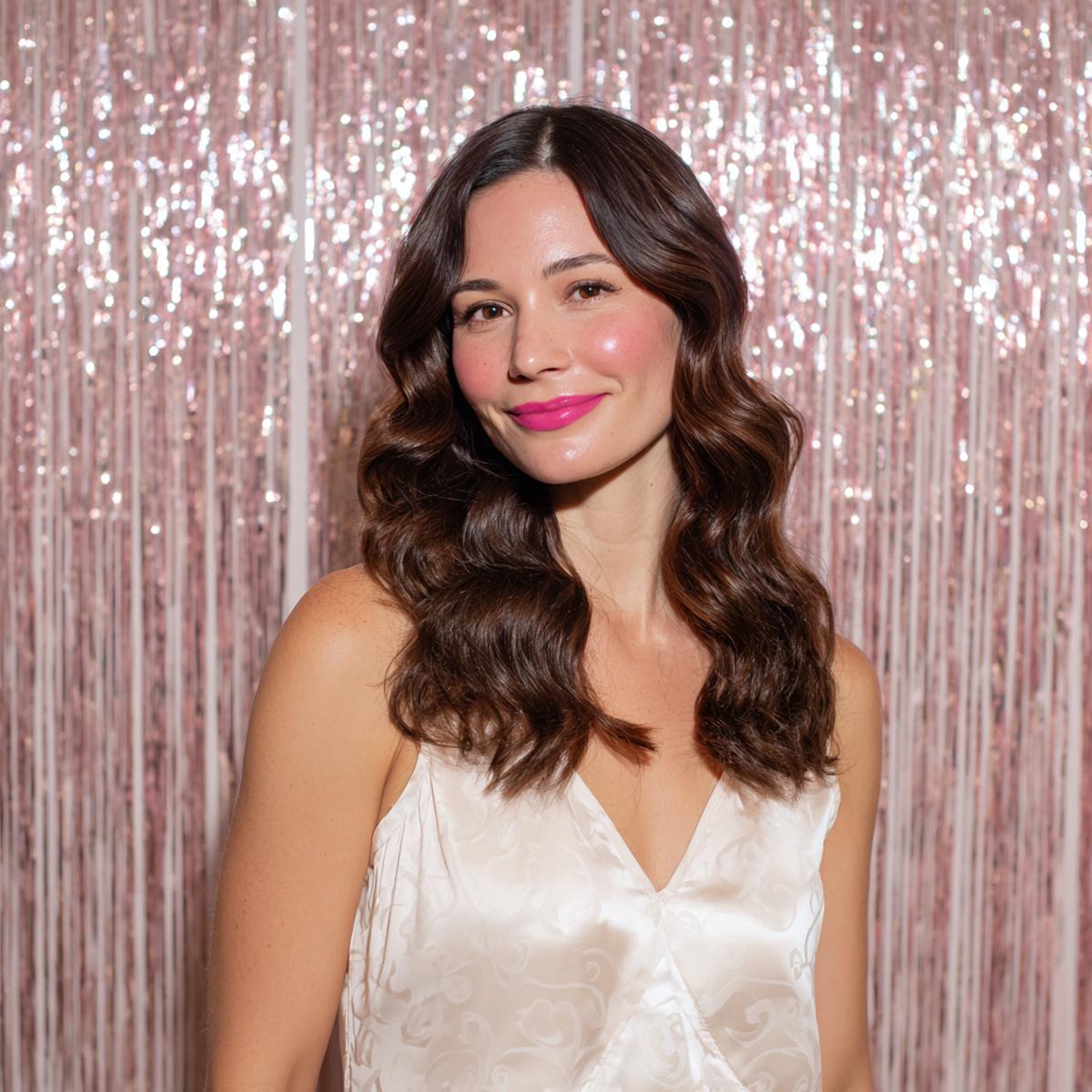 Mittellange Weiche Braune Wellen Mittelscheitel