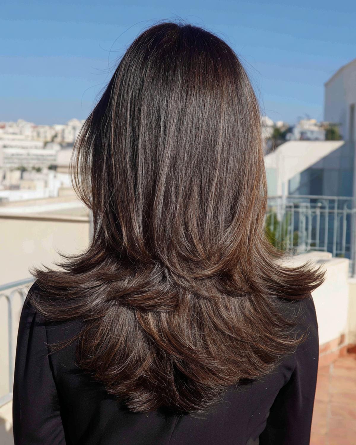 Dunkelbraune Lange Stufen