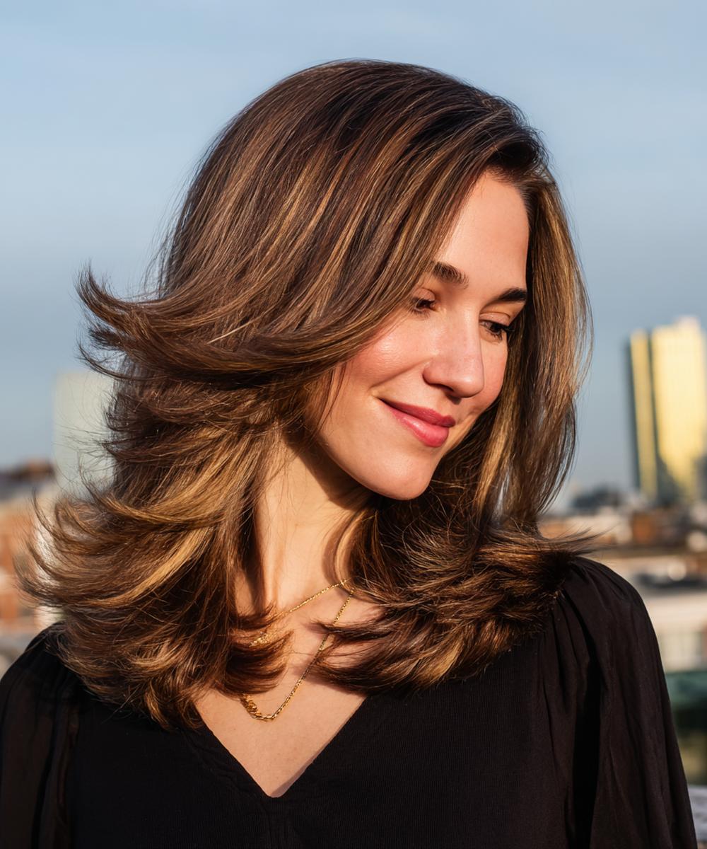 Lange Gestufte Haare Mit Highlights