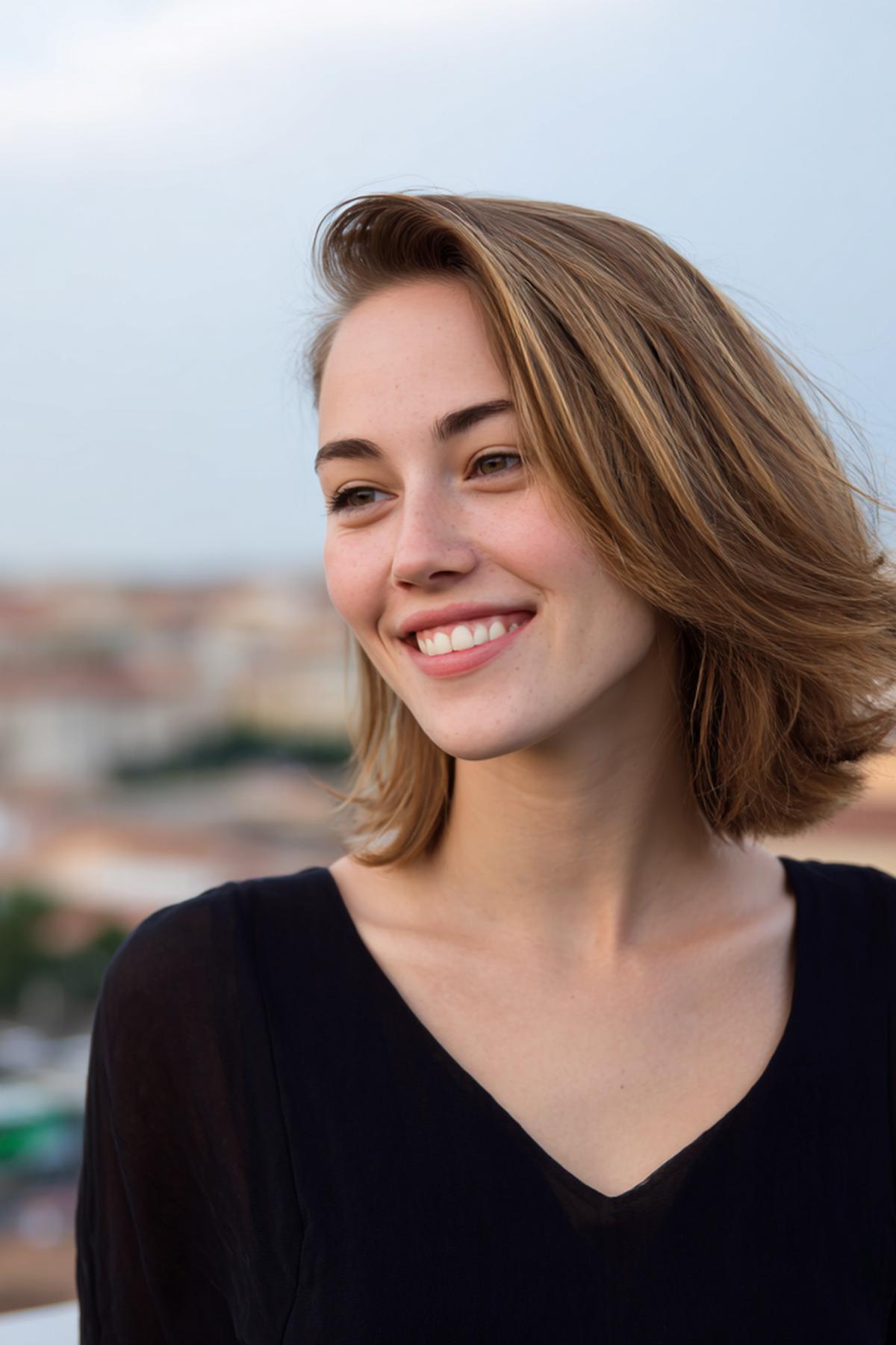 Langer Bob Seitenscheitel Dunkelblond