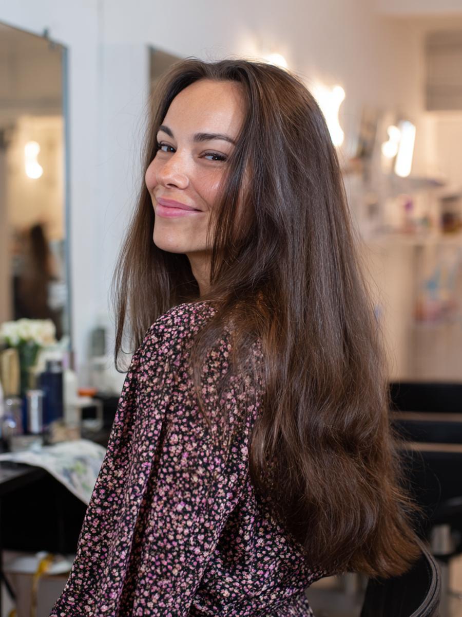 Langes Welliges Haar Braun