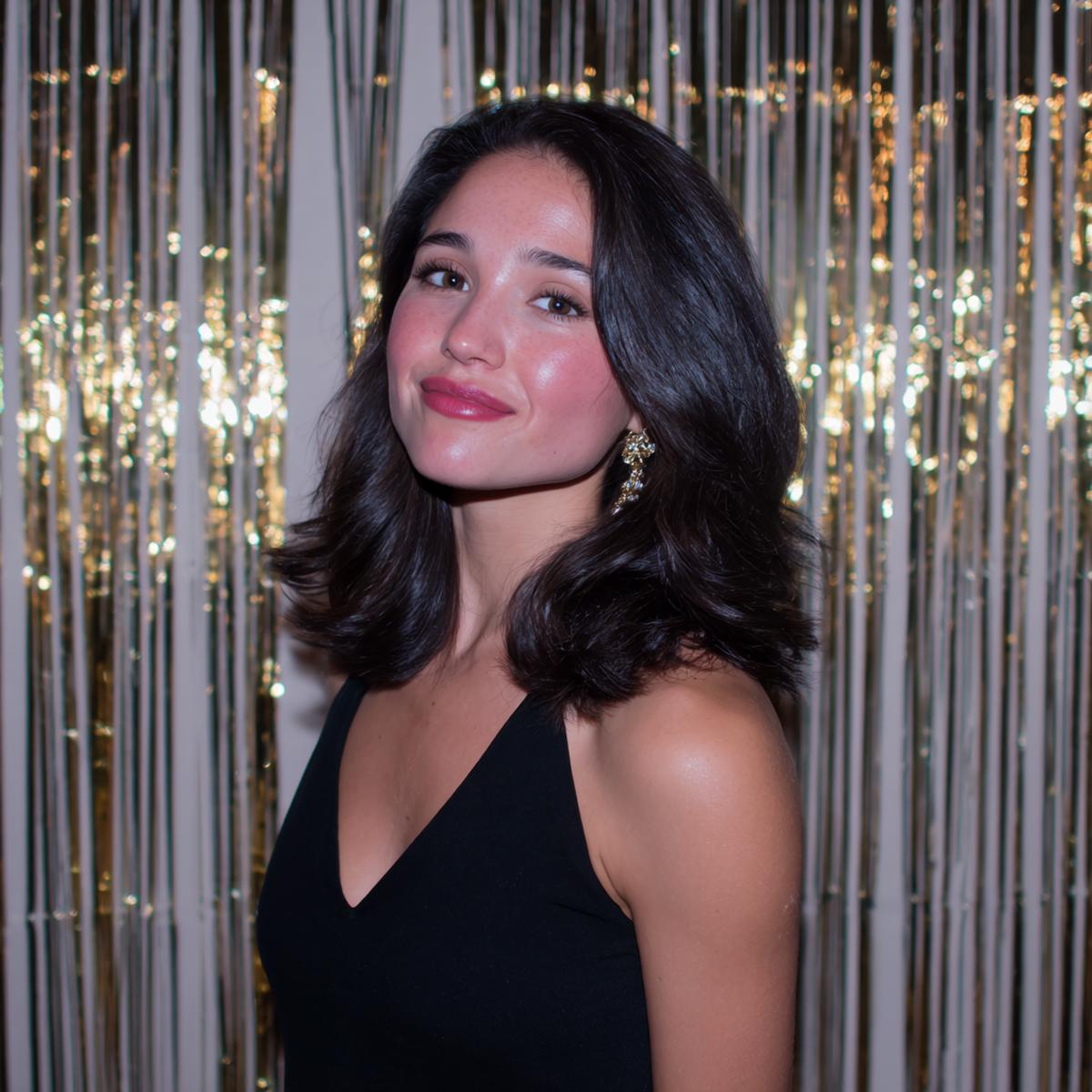 Schulterlanges Dunkelbraunes Föhnstyling