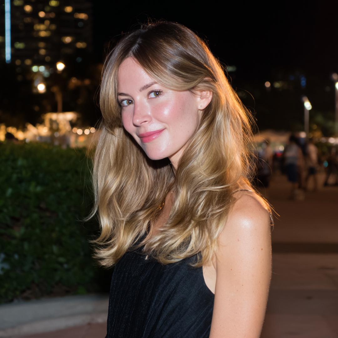 Lange Blonde Wellen Mit Curtain Bangs