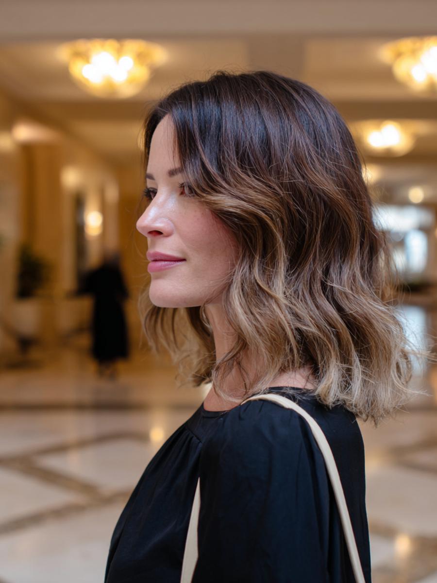 Schulterlange Wellen Mit Balayage