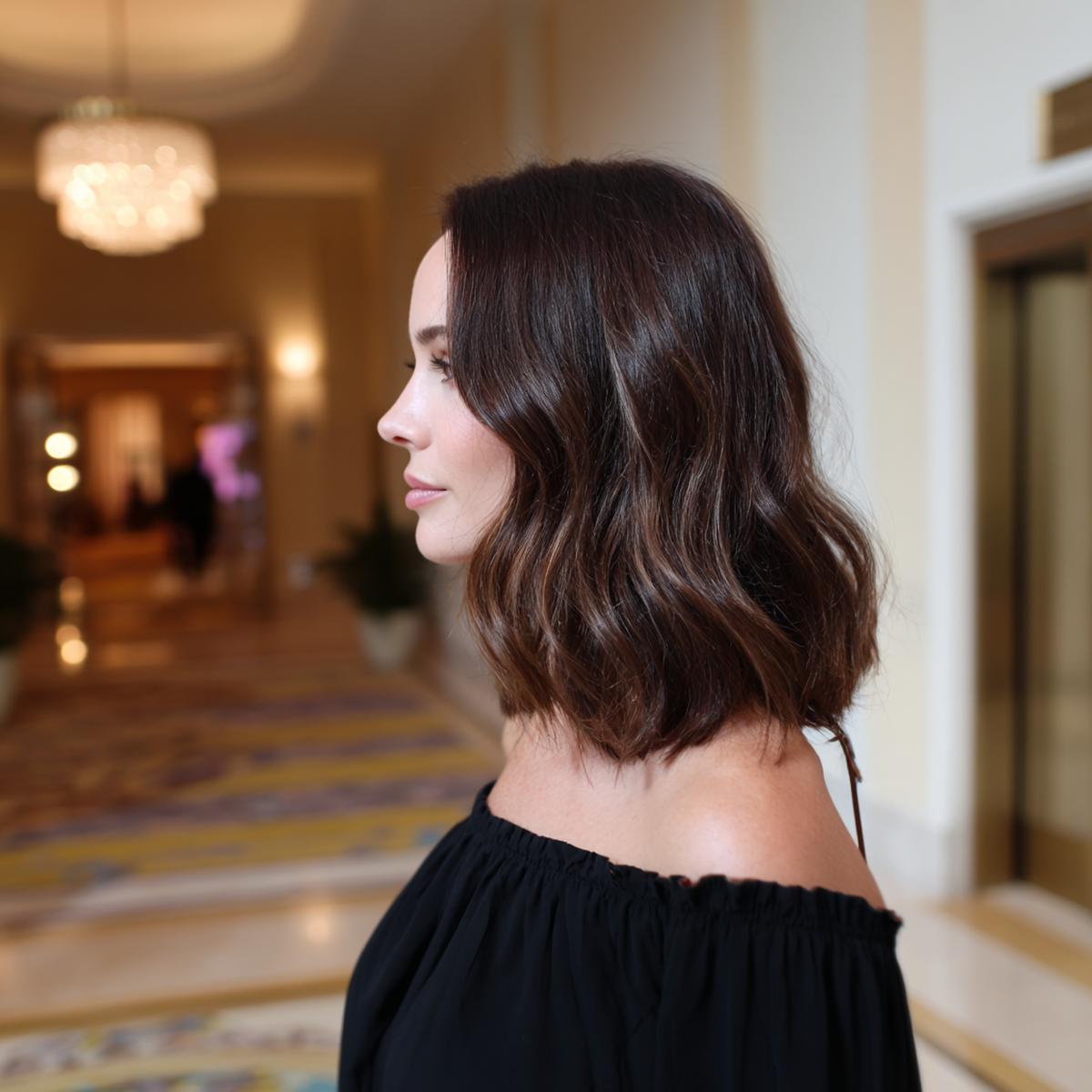 Dunkelbrauner Gewellter Bob