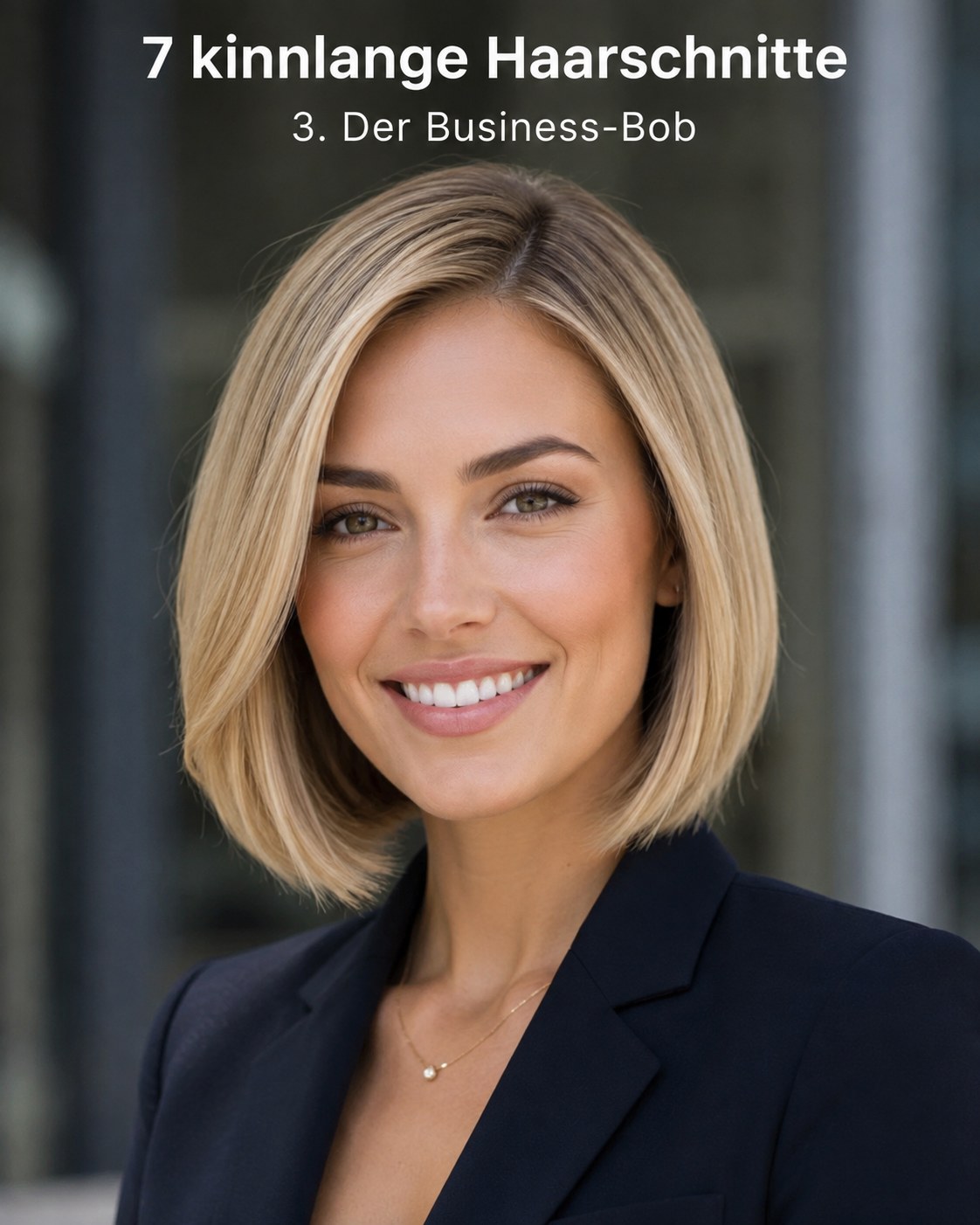 Glatter Business-Bob in kinnlanger Länge mit gleichmäßigem, glänzendem Abschluss