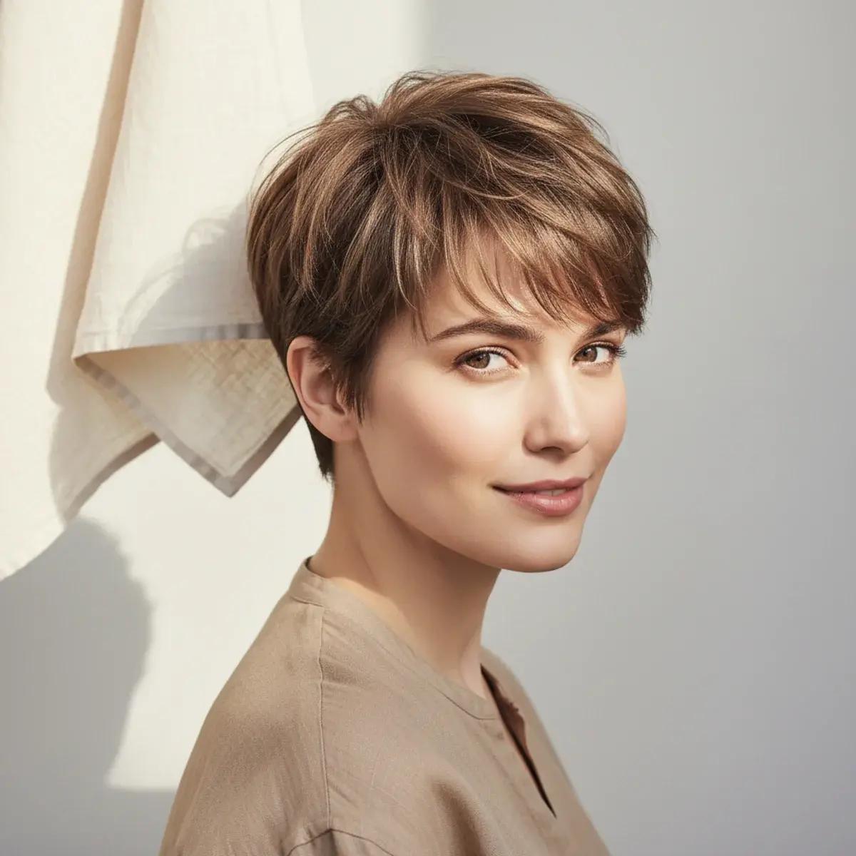 Kurzer Pixie mit strukturierter Oberfläche und feinem Haar