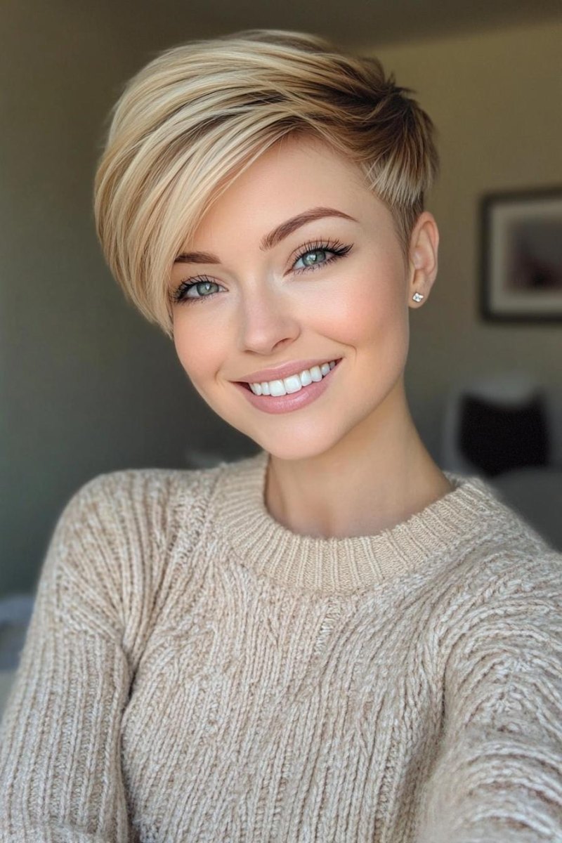 Kurzer warmer blonder Pixie