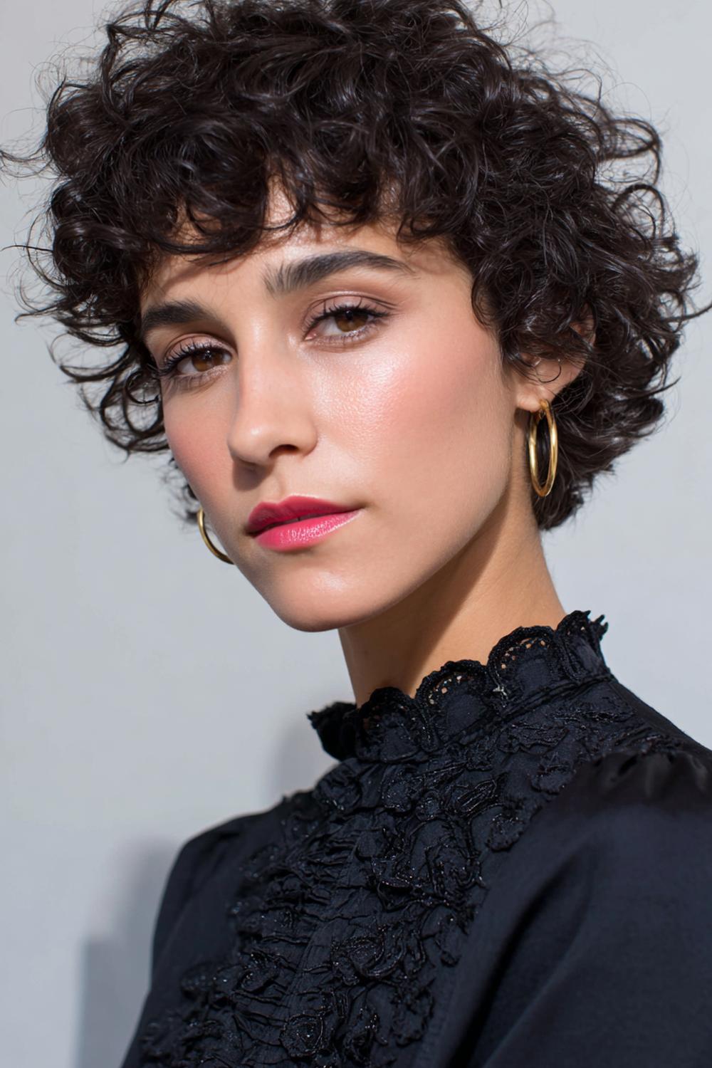 10. Kurzhaar Frisuren 2026 als Curly Pixie mit definierten Locken und Glanz