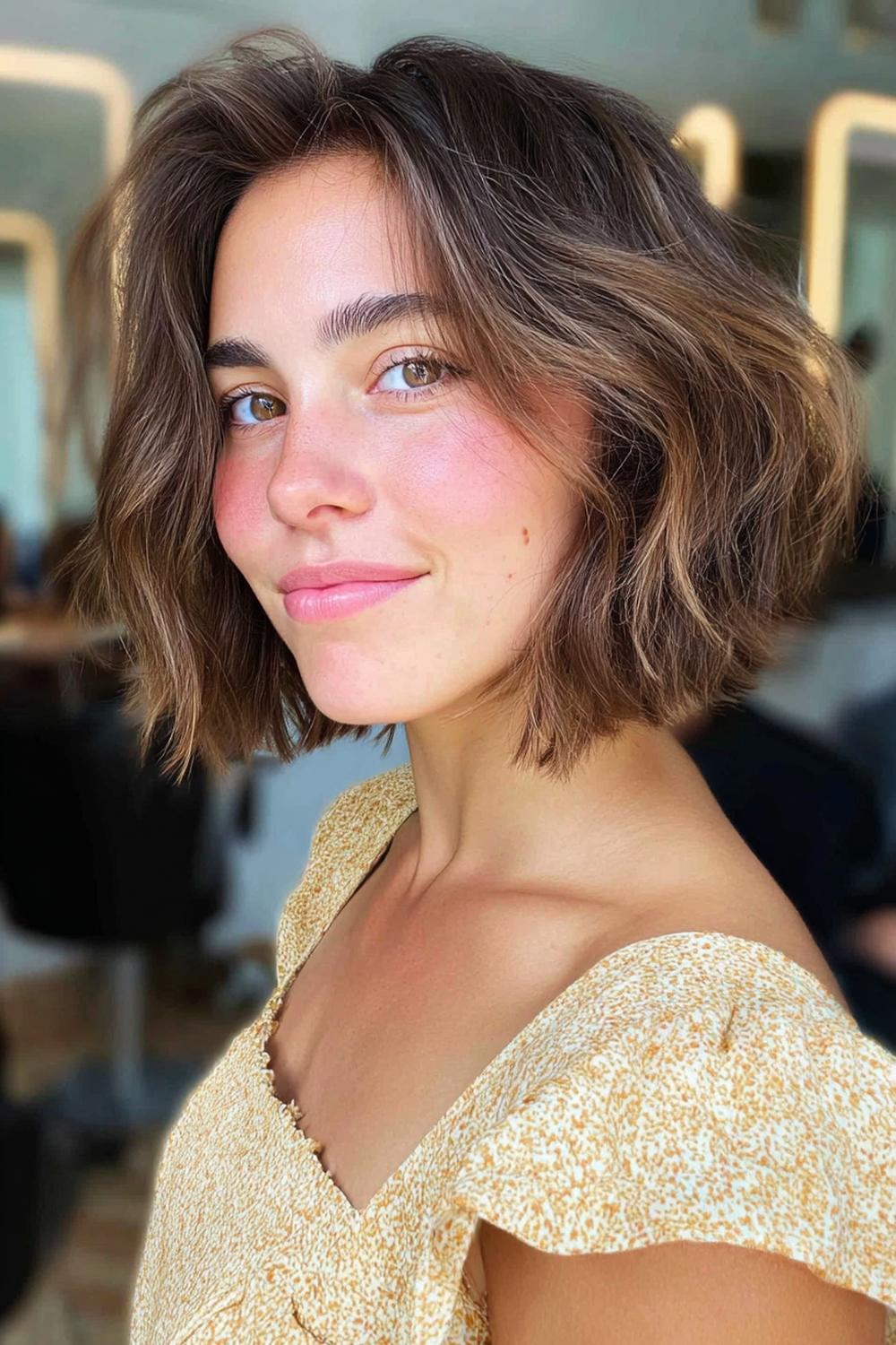 11. Kurzhaar Frisuren 2026 als Wavy Bob mit Beach-Textur und hellen Highlights