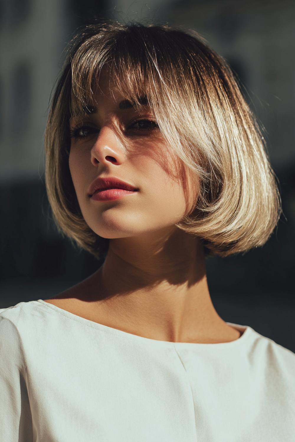 12. Kurzhaar Frisuren 2026 als Blunt Bob mit Glass-Hair-Glanz und klarer Kinnlinie