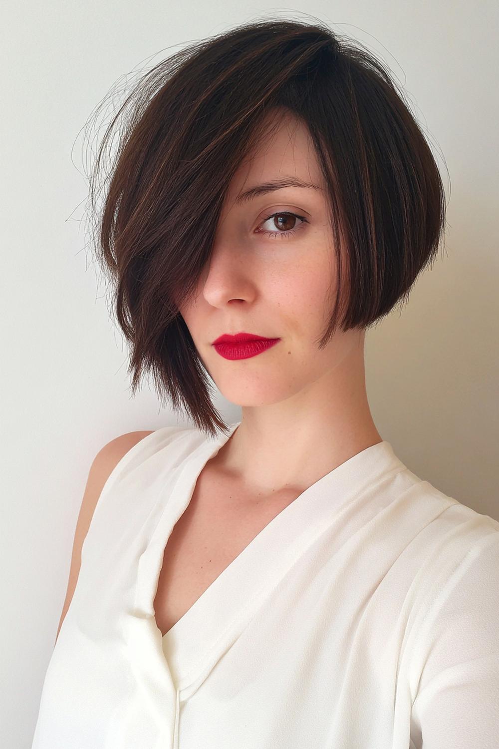 7. Kurzhaar Frisuren 2026 als Asymmetrischer Bob mit tiefer Seitenpartie