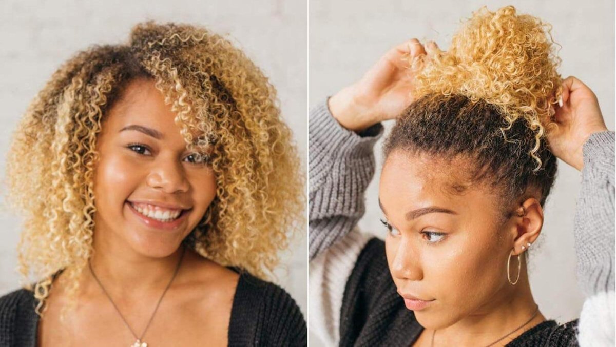 Lockige Haare mit Haargummi