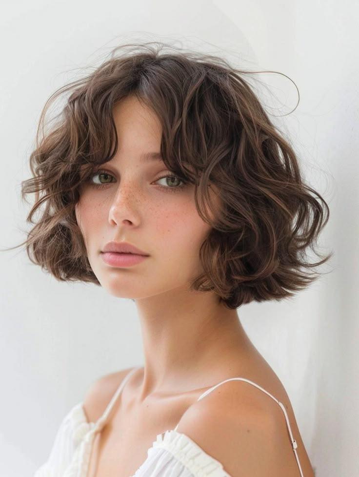 Lockiger Bob Curtain Bangs