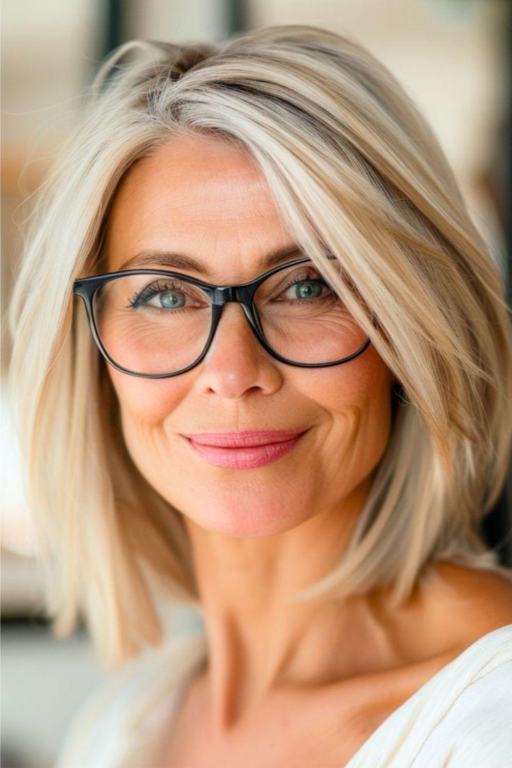 Long Bob mit Brille modern