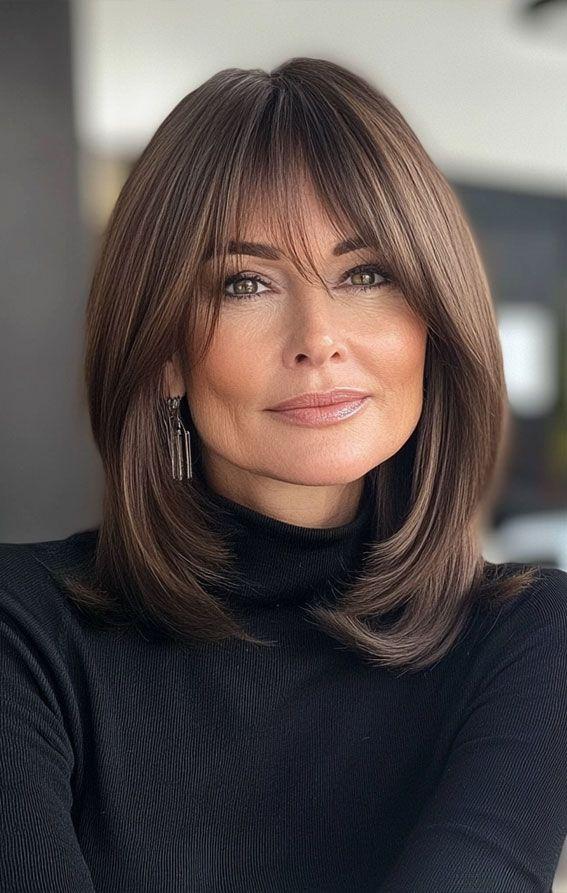 Long Bob mit Pony elegant