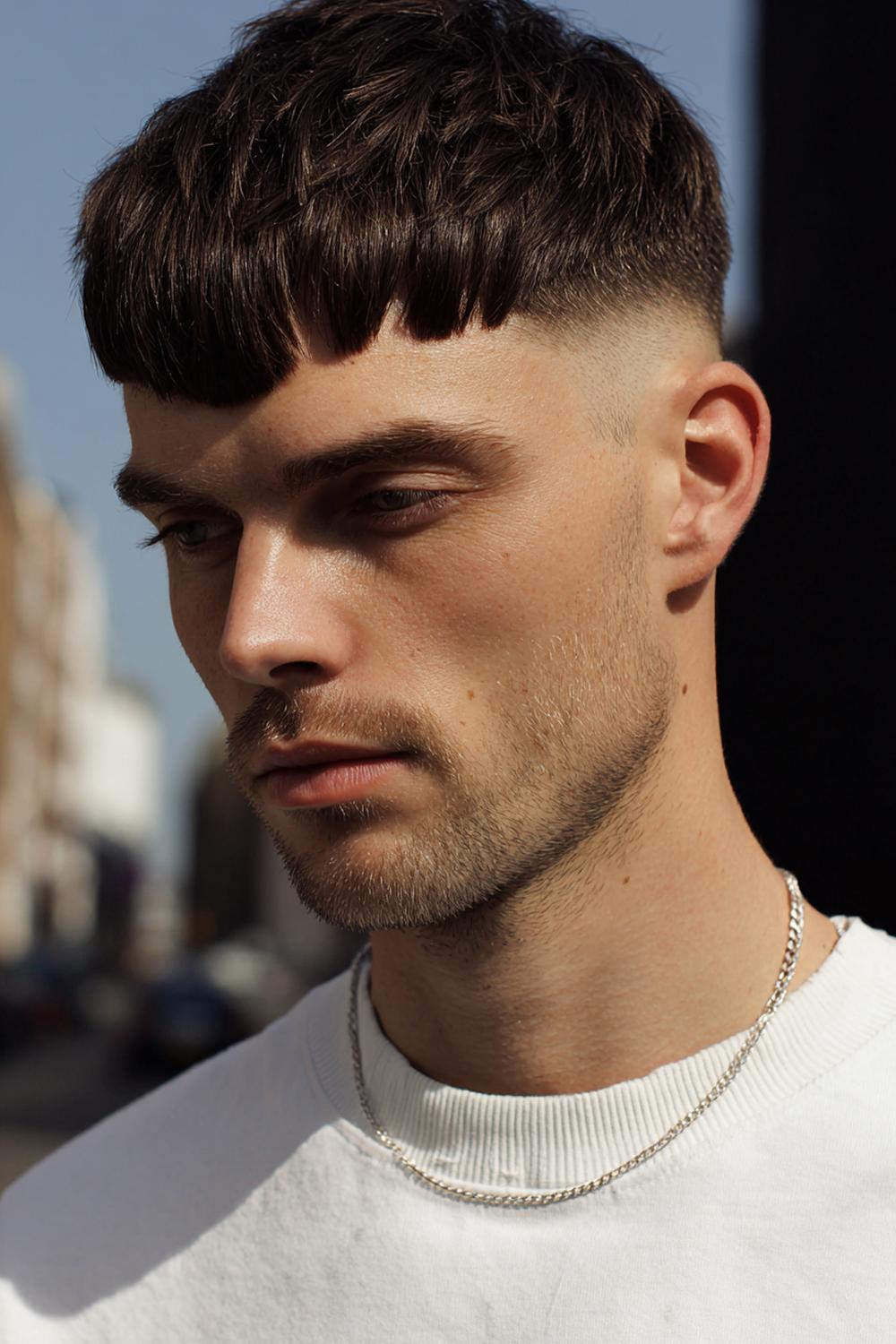 2. Männer Frisuren 2026: Textured Crop mit mattierter Oberfläche und fransigem Pony