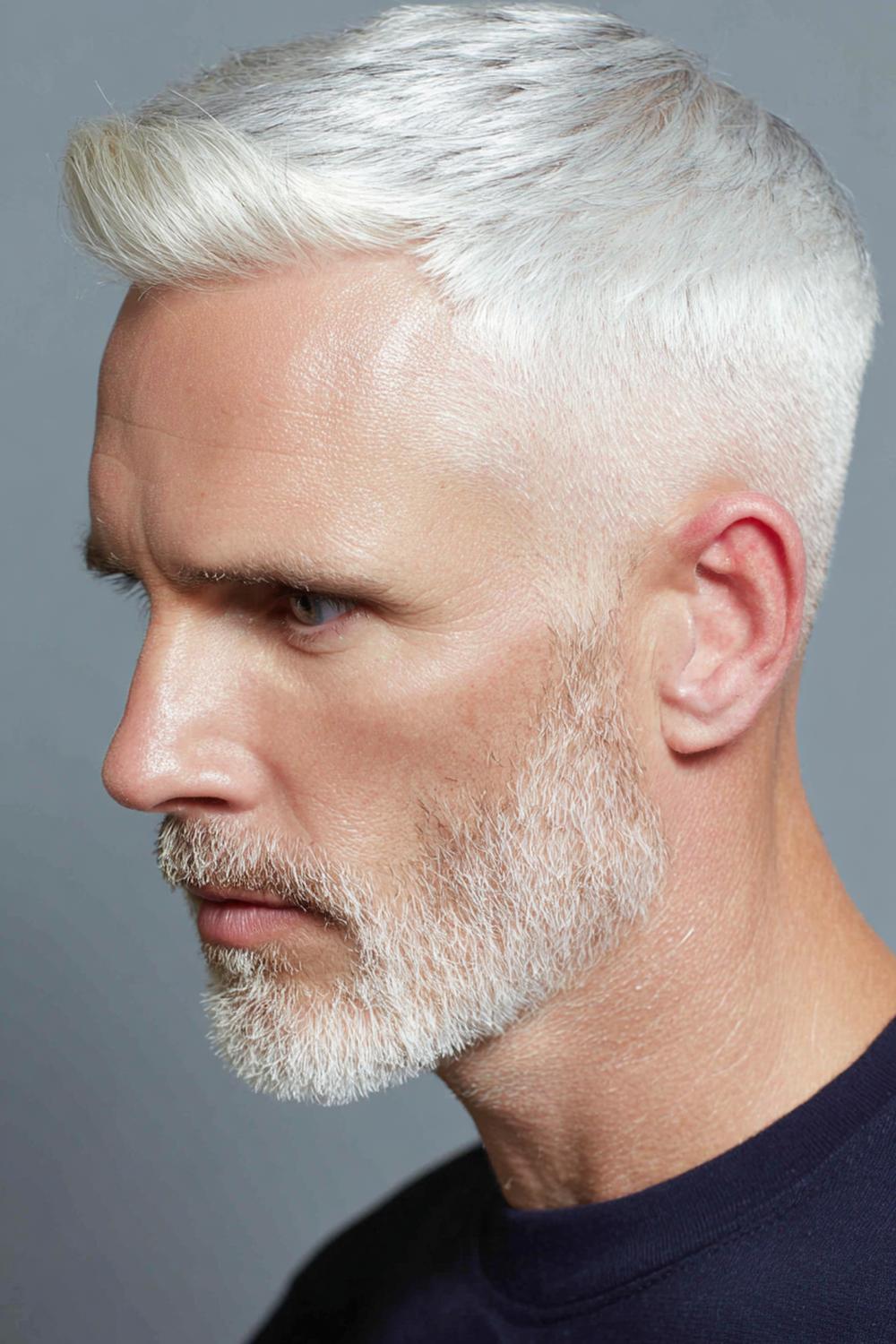 37. Männer Frisuren 2026: Grau-Blending Cut mit silbernen Nuancen und softem Taper