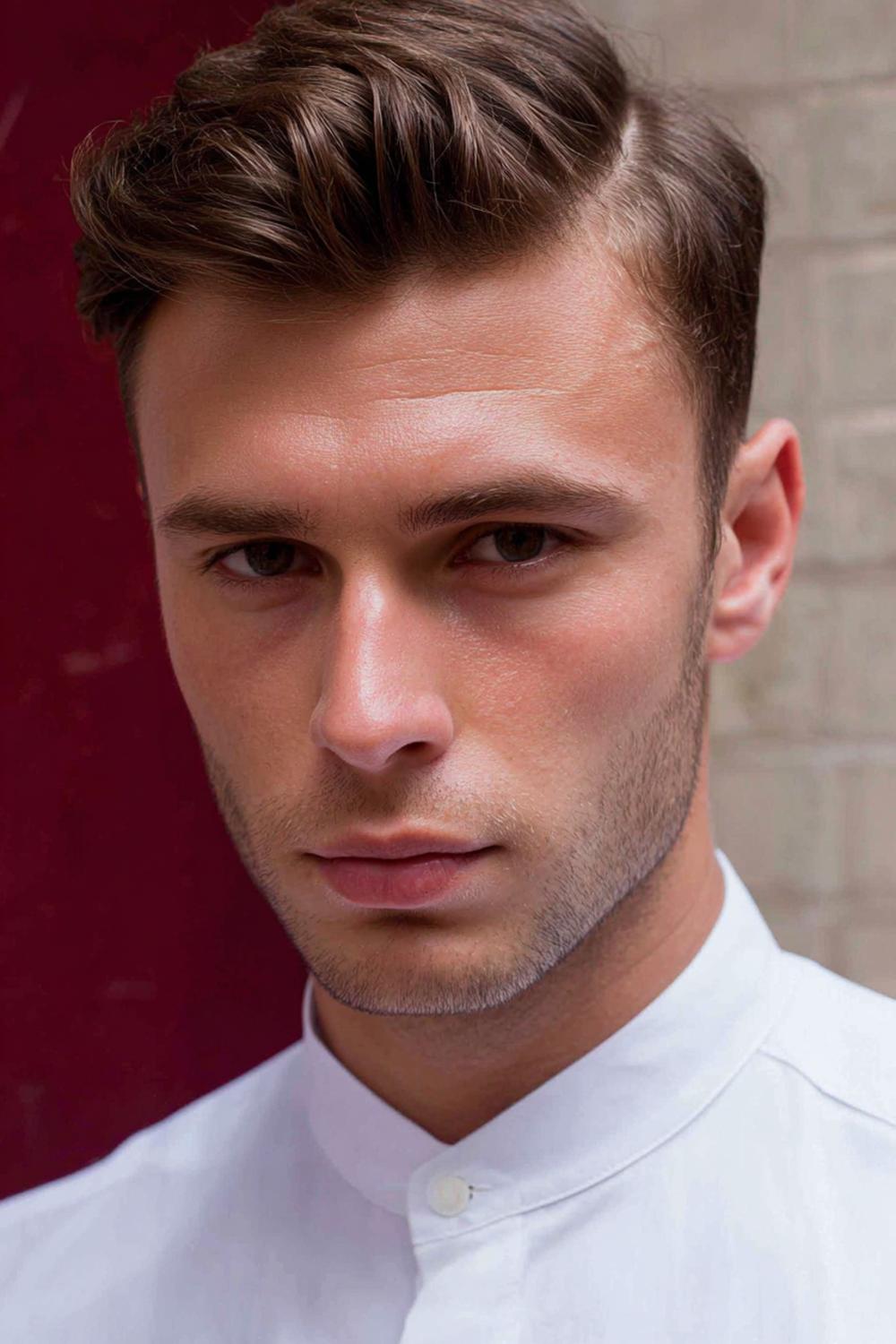 6. Männer Frisuren 2026: Side Part mit Low Taper und feinem Kammstrich