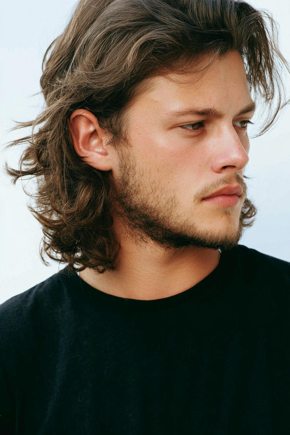 9. Männer Frisuren 2026: Wavy Bro Flow mit mittlerer Länge und lässigem Ohrkontakt