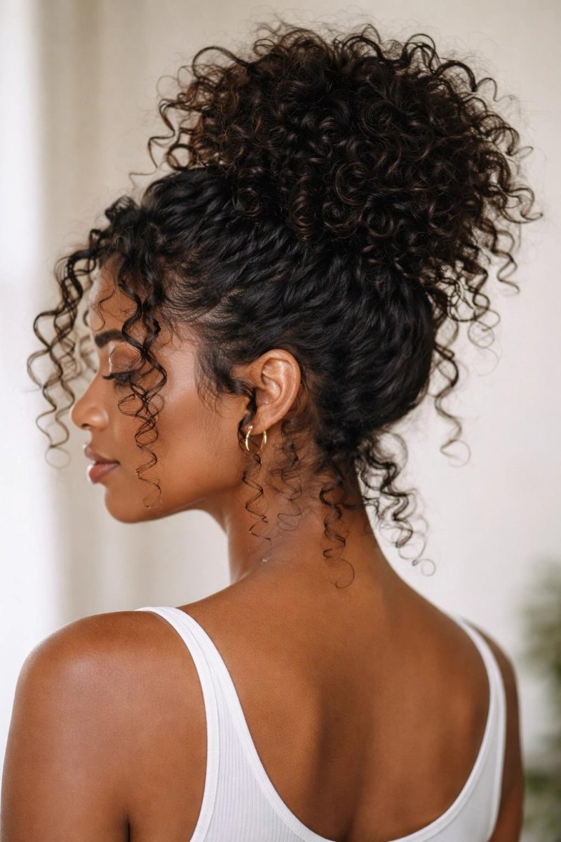 Messy bun mit locken als großer Hochzeitsbun