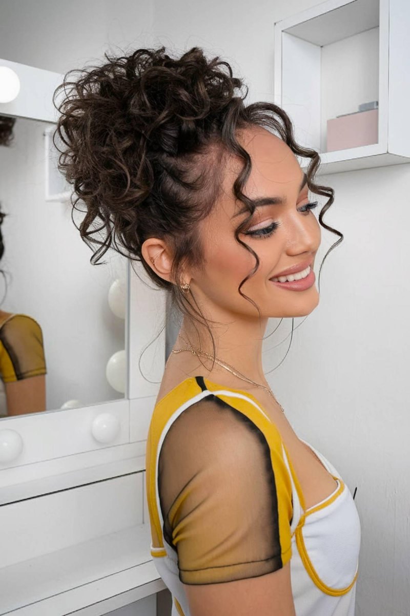 Voluminöser Curly Bun Haar