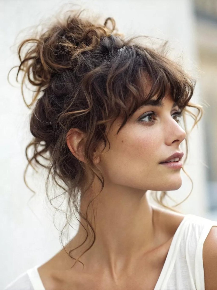 Curly Bun mit Pony