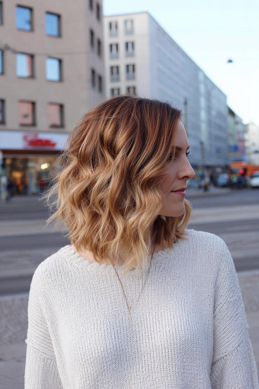 8. Mittellange Frisuren 2026 als Textured Lob mit unsauberen Spitzen