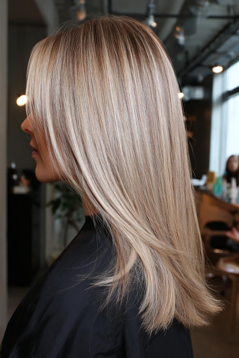 21. Moderne Haar Looks 2026: Milchtee-Blond Balayage mit weichem Root Shadow