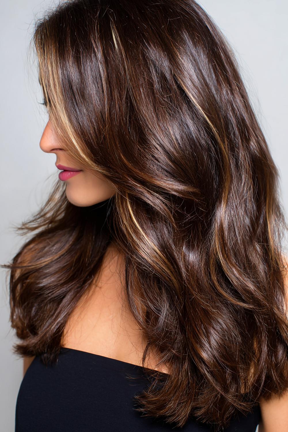 22. Moderne Haar Looks 2026: Espresso-Brünett mit High-Gloss und Kontursträhnen