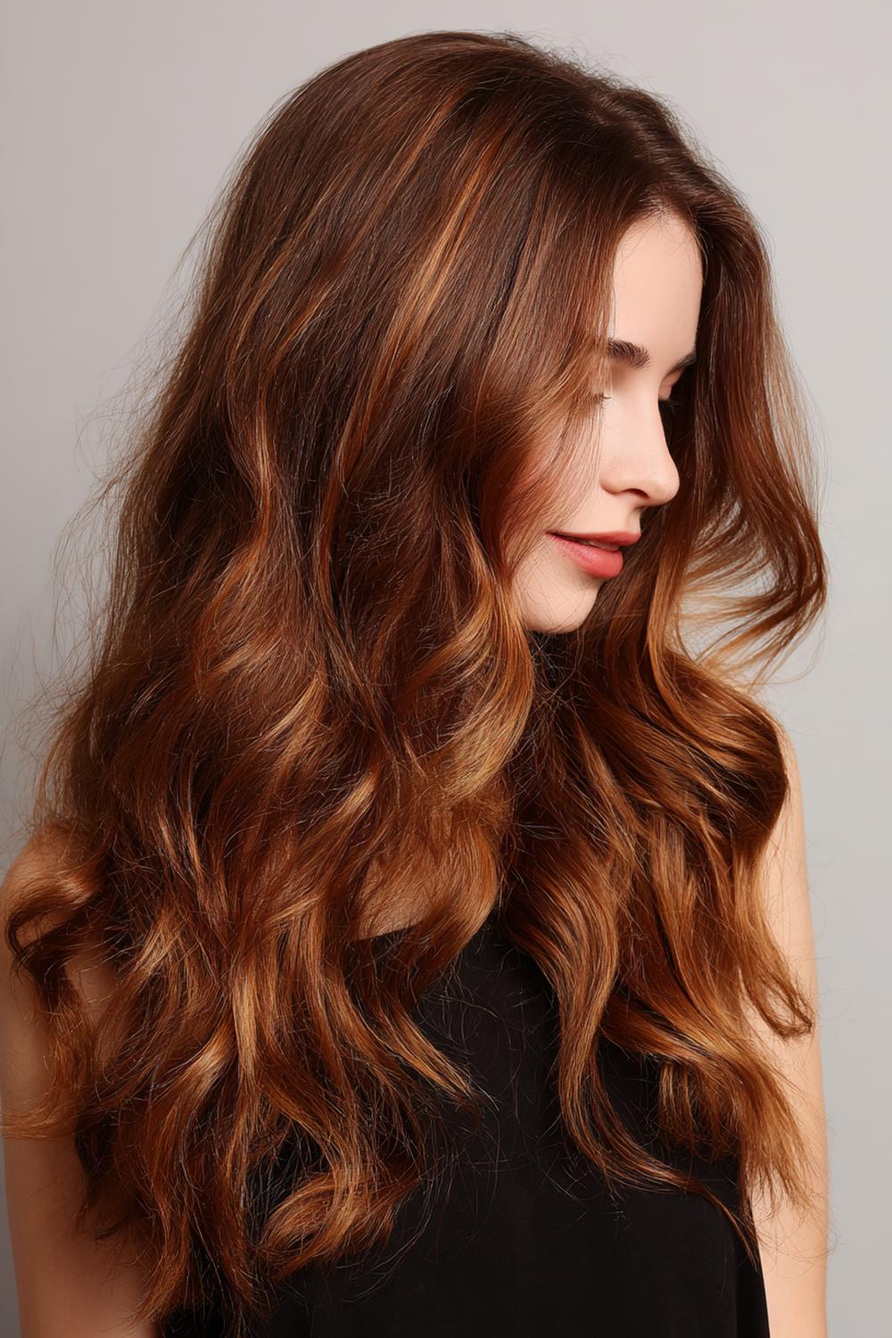 23. Moderne Haar Looks 2026: Kupfer-Cinnamon Layers mit warmem Glanz und Bewegung