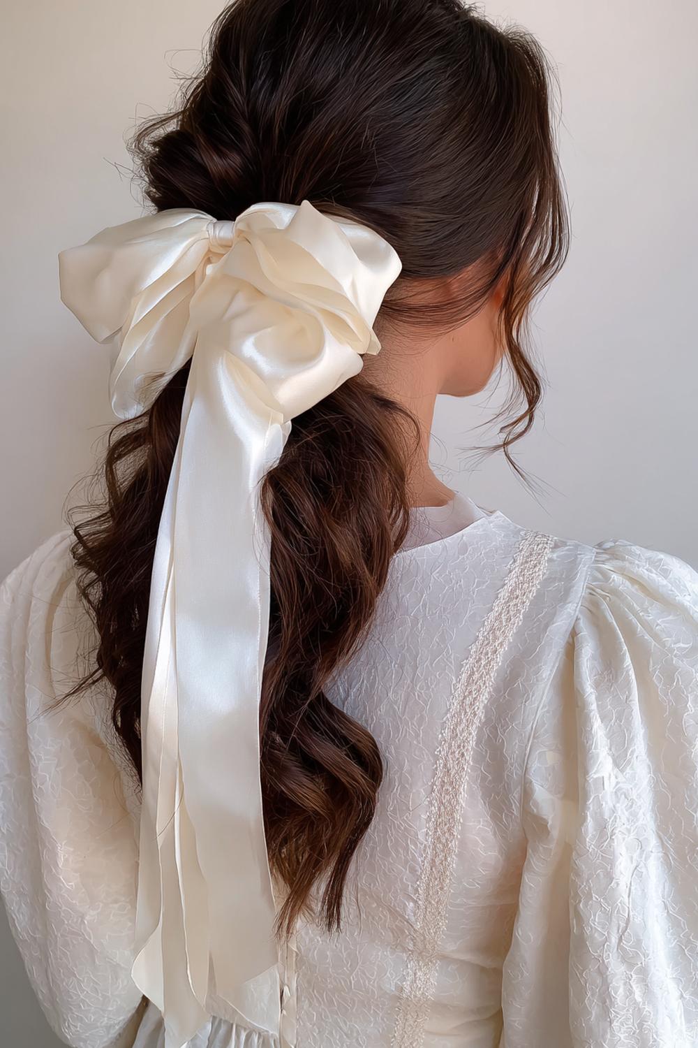 9. Moderne Haar Looks 2026: Bubble Ponytail mit Satin-Bändern und Soft Shine