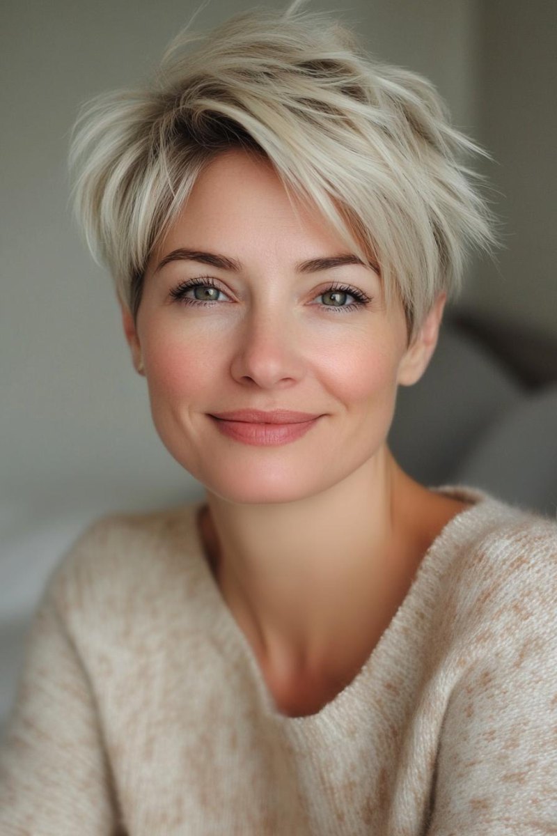 Moderner blonder Pixie