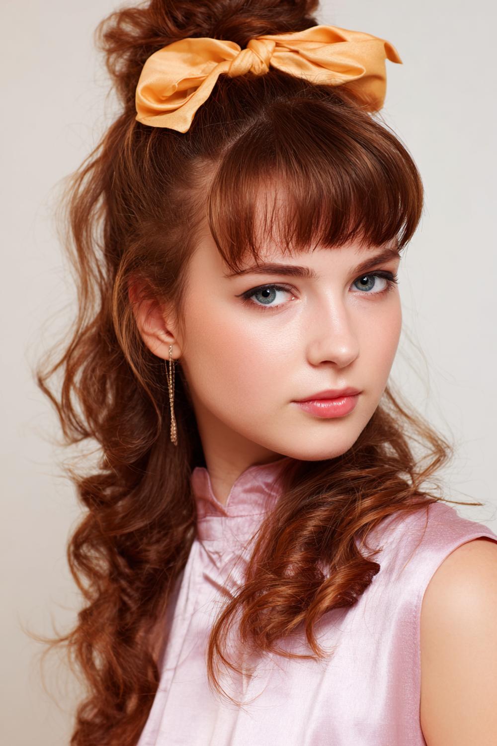 22. Neue Frisuren 2026: Halb hochgesteckte Frisur mit Schleife und Wellen