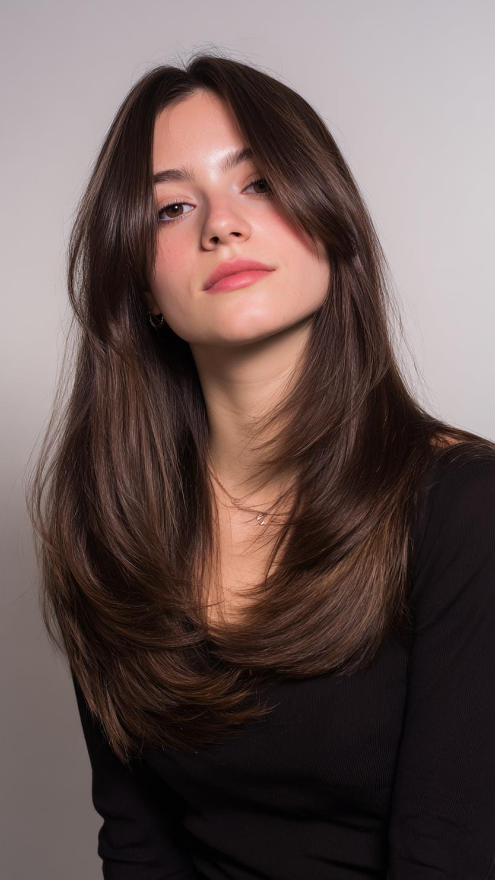 Federschnitt Frisur Fließende Konturen