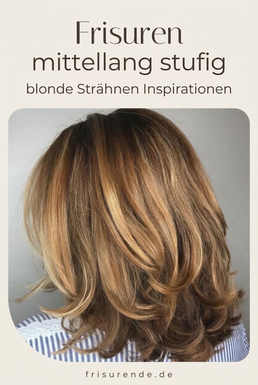 Frisuren mittellang stufig blonde Strähnen Inspirationen