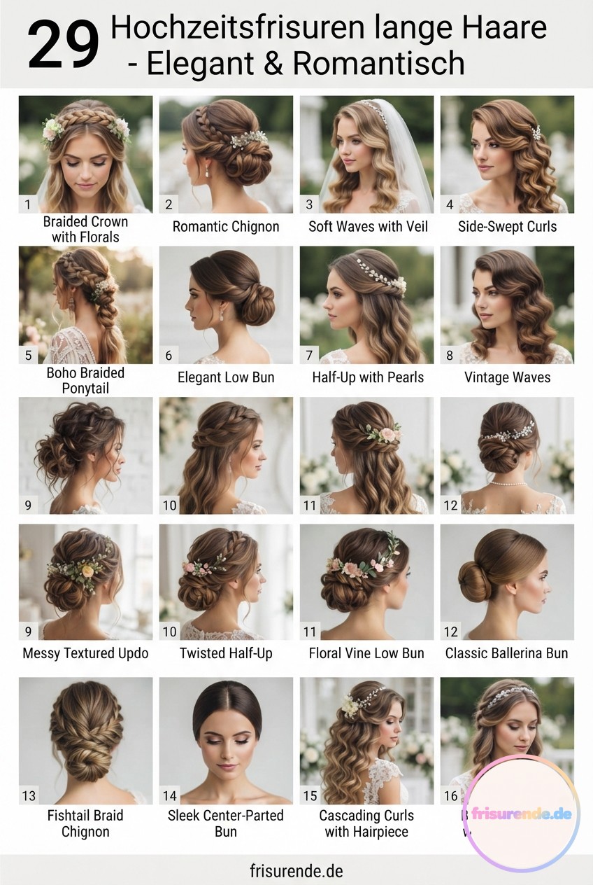 29 Hochzeitsfrisuren lange Haare - Elegant & Romantisch