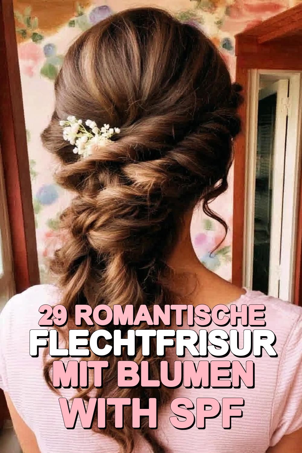 Romantische Flechtfrisur mit Blumen