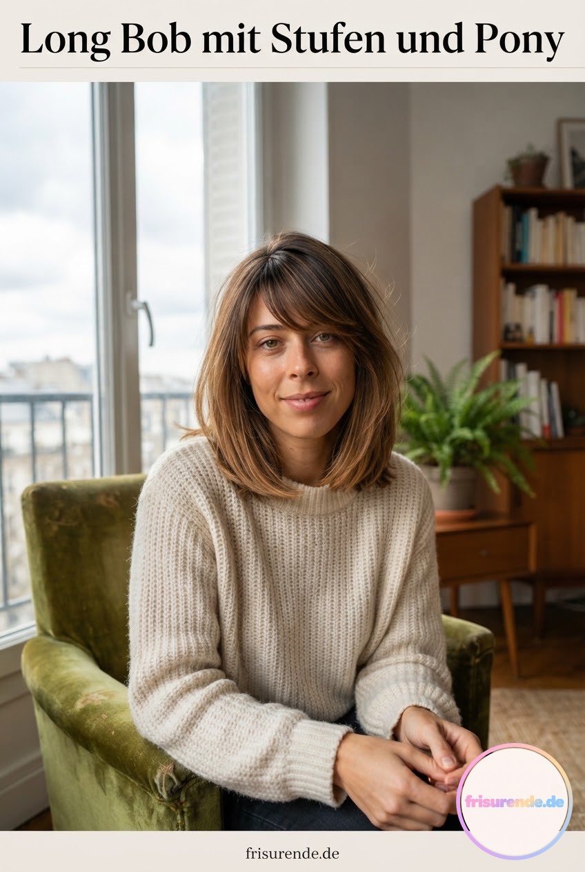 Long Bob mit Stufen und Pony