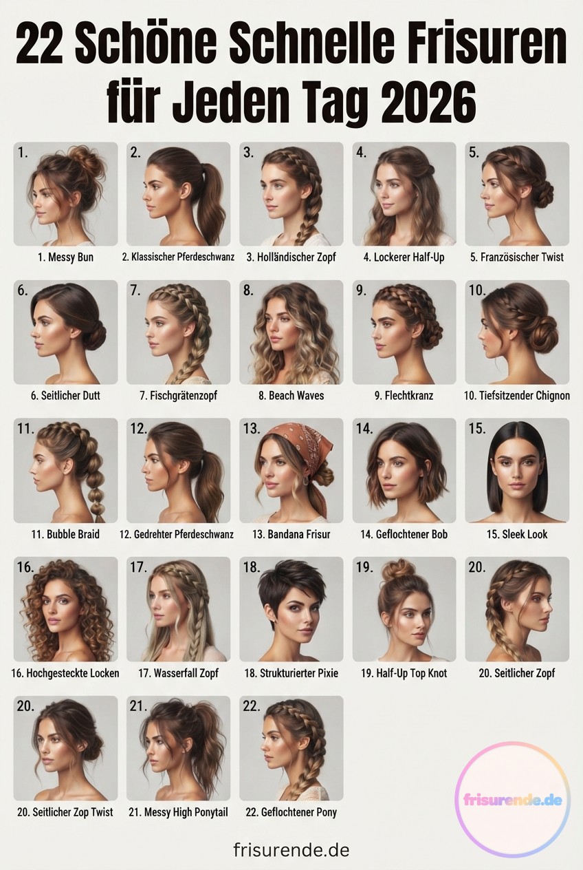 22 Schöne Schnelle Frisuren für Jeden Tag 2026