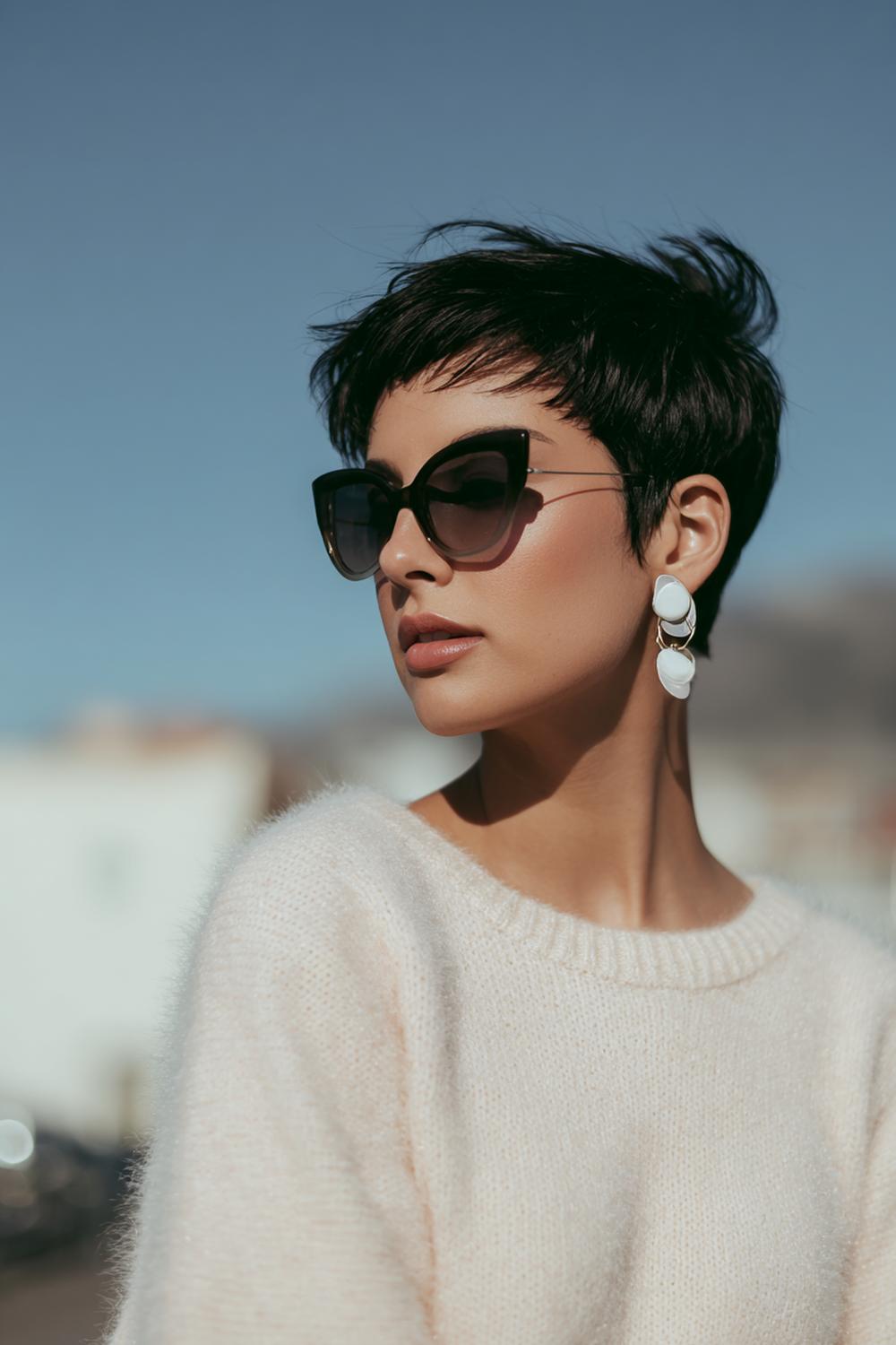 17. Pinterest Haar Inspiration 2026: Pixie Cut mit langem Deckhaar und skulpturalem Styling