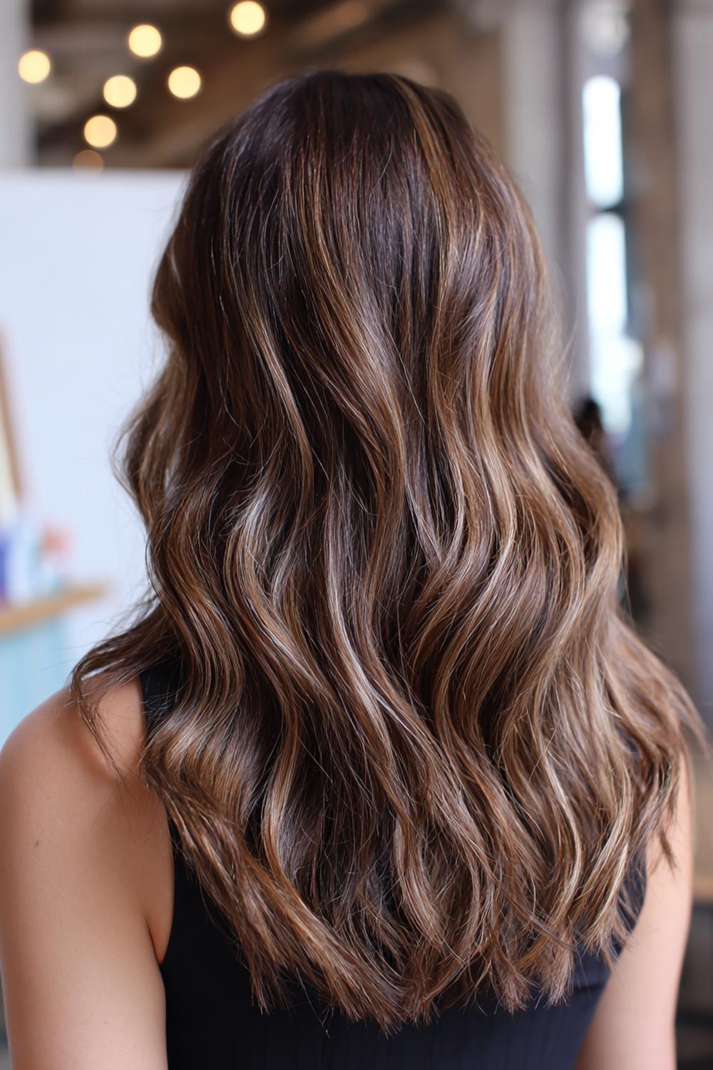 7. Pinterest Haar Inspiration 2026: Espresso Bronde mit glänzendem Finish und weicher Dimension